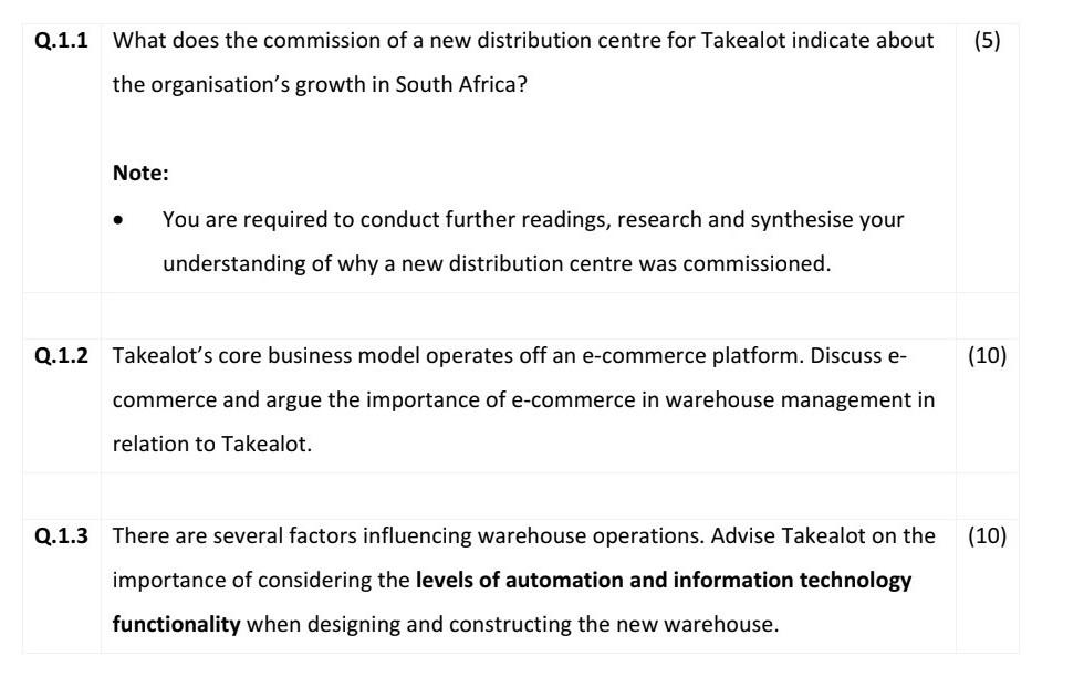  Read the following case study based on Takealot.com and answer the