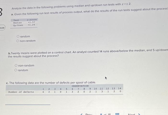  Analyze the data in the following problems using median and up/down