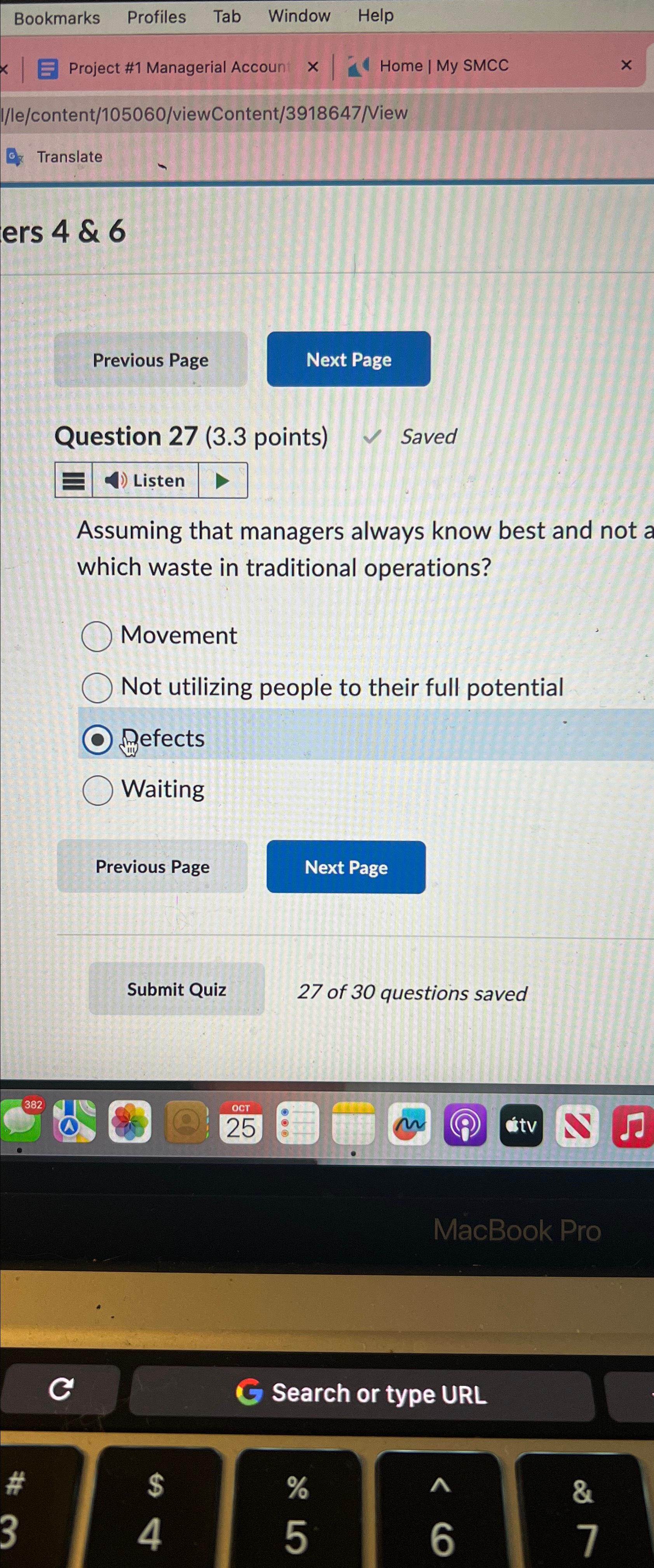  Bookmarks Profiles Tab Window Help Project #1 Managerial Accoun x||| it