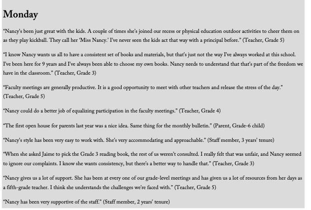 Data From Logan Elementary School The following data are quotes taken from