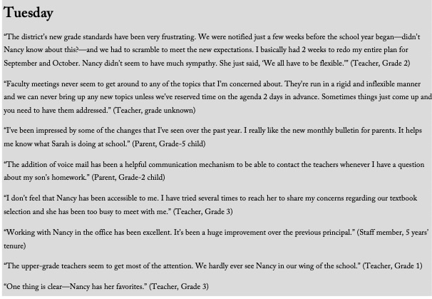 interviews of parents, faculty, and staff of an elementary school by request