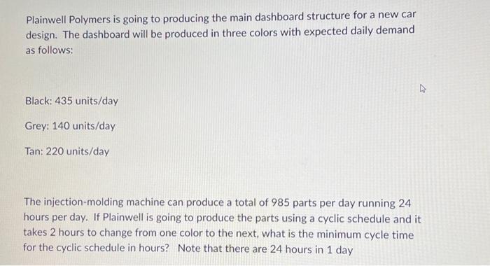  Plainwell Polymers is going to producing the main dashboard structure for