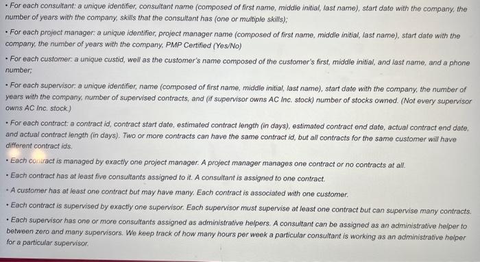  develop an entity relationship diagaram - For each consultant: a unique