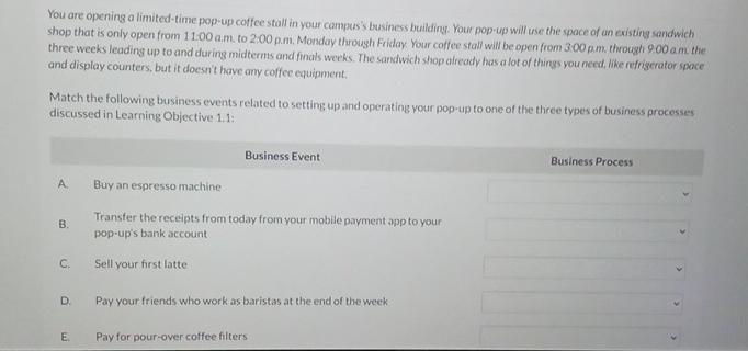  You are opening a limited-time pop-up coffee stall in your campus's