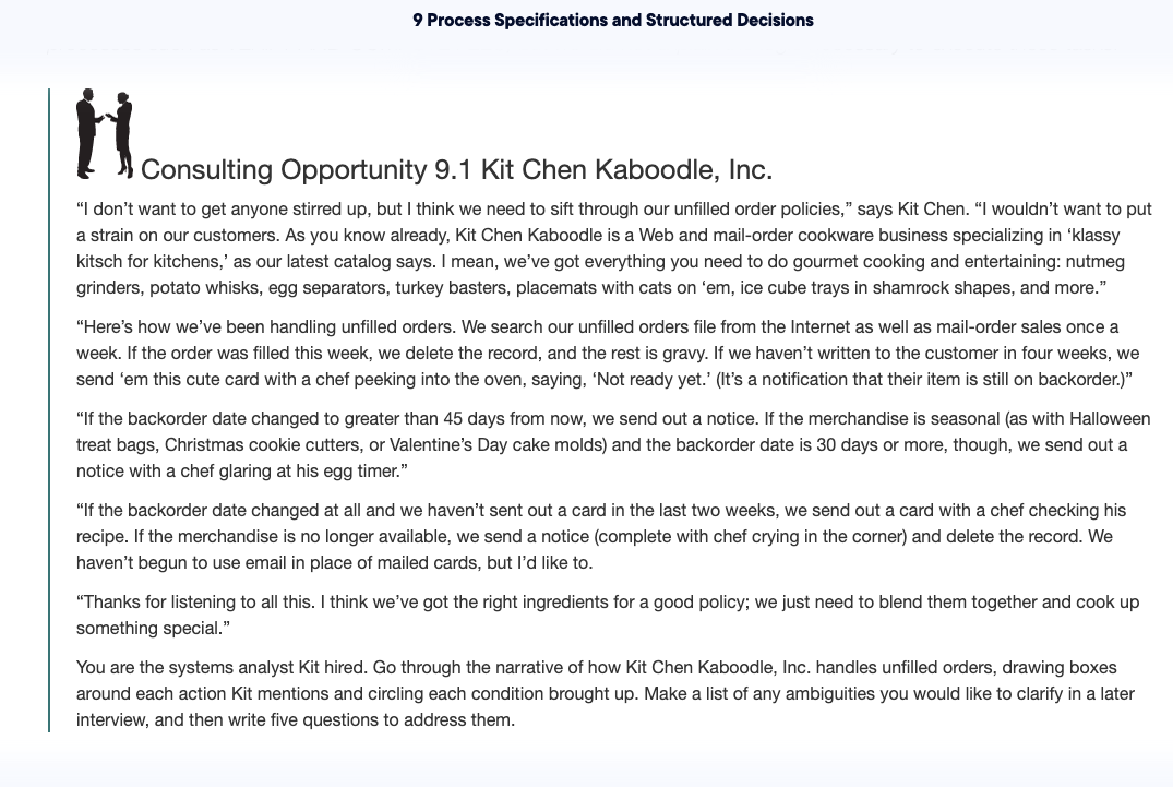  9 Process Specifications and Structured Decisions Consulting Opportunity 9.1 Kit Chen