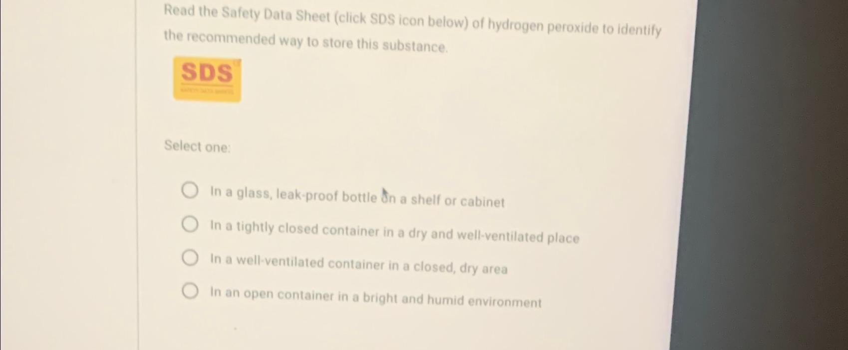 Read the Safety Data Sheet (click SDS icon below) of hydrogen