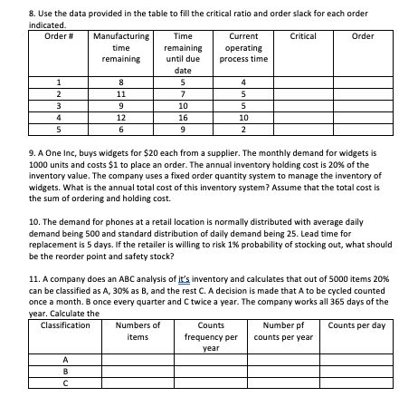 Clear and well explained correct answers please. 8. Use the data