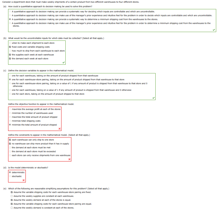 Answer Section E only please Consider a department store that must maloe