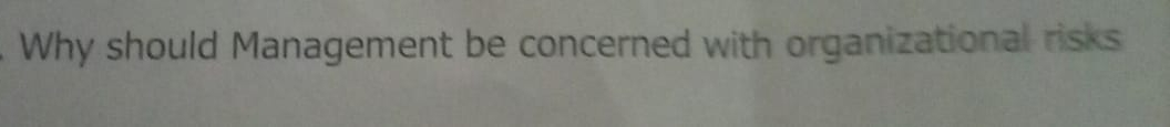 Why should Management be concerned with organizational risks 