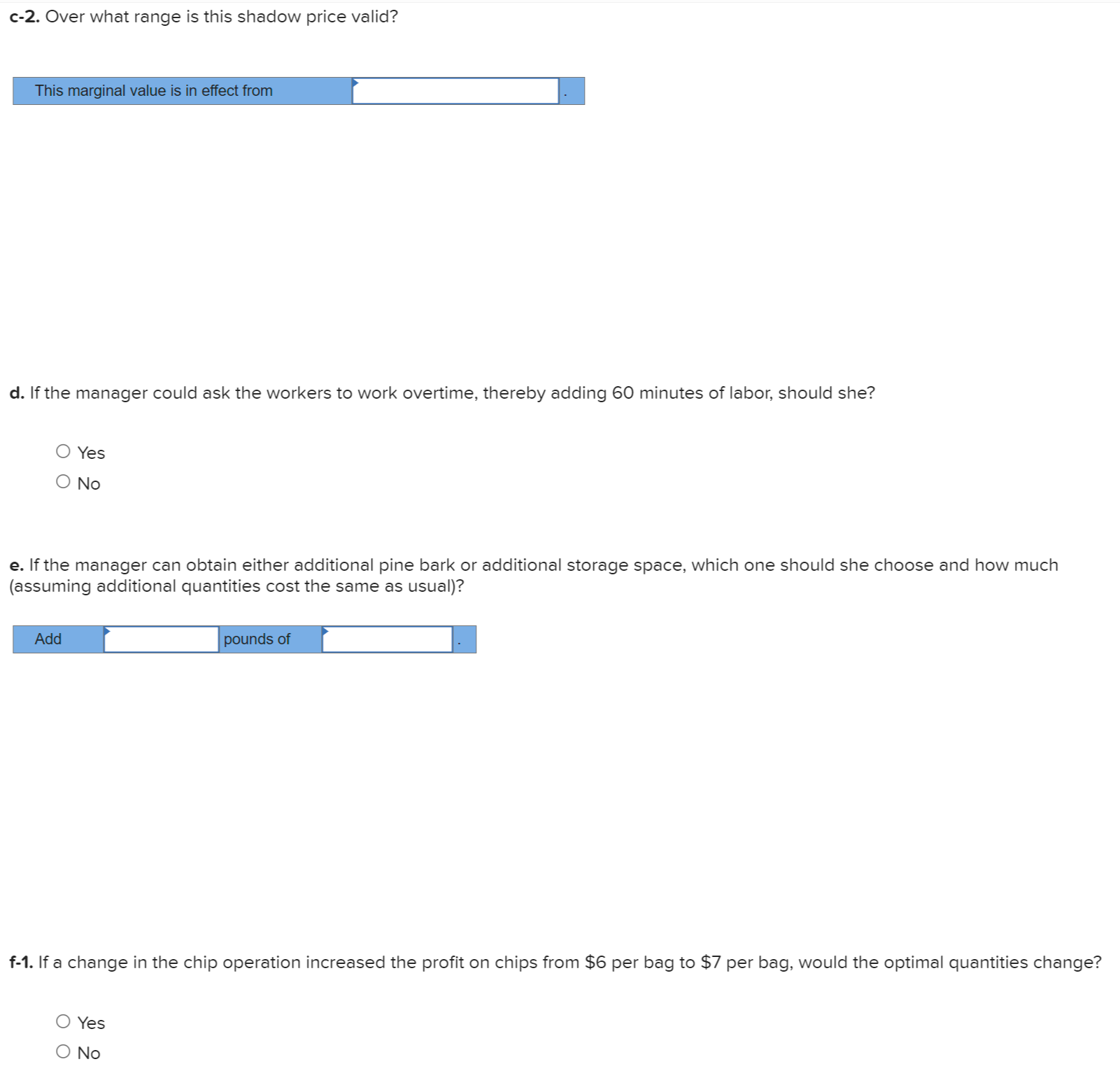Excel solver. A garden store prepares various grades of pine bark for