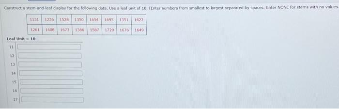 unit of to. (Enter mumbers from smallest to largest separated by spices.