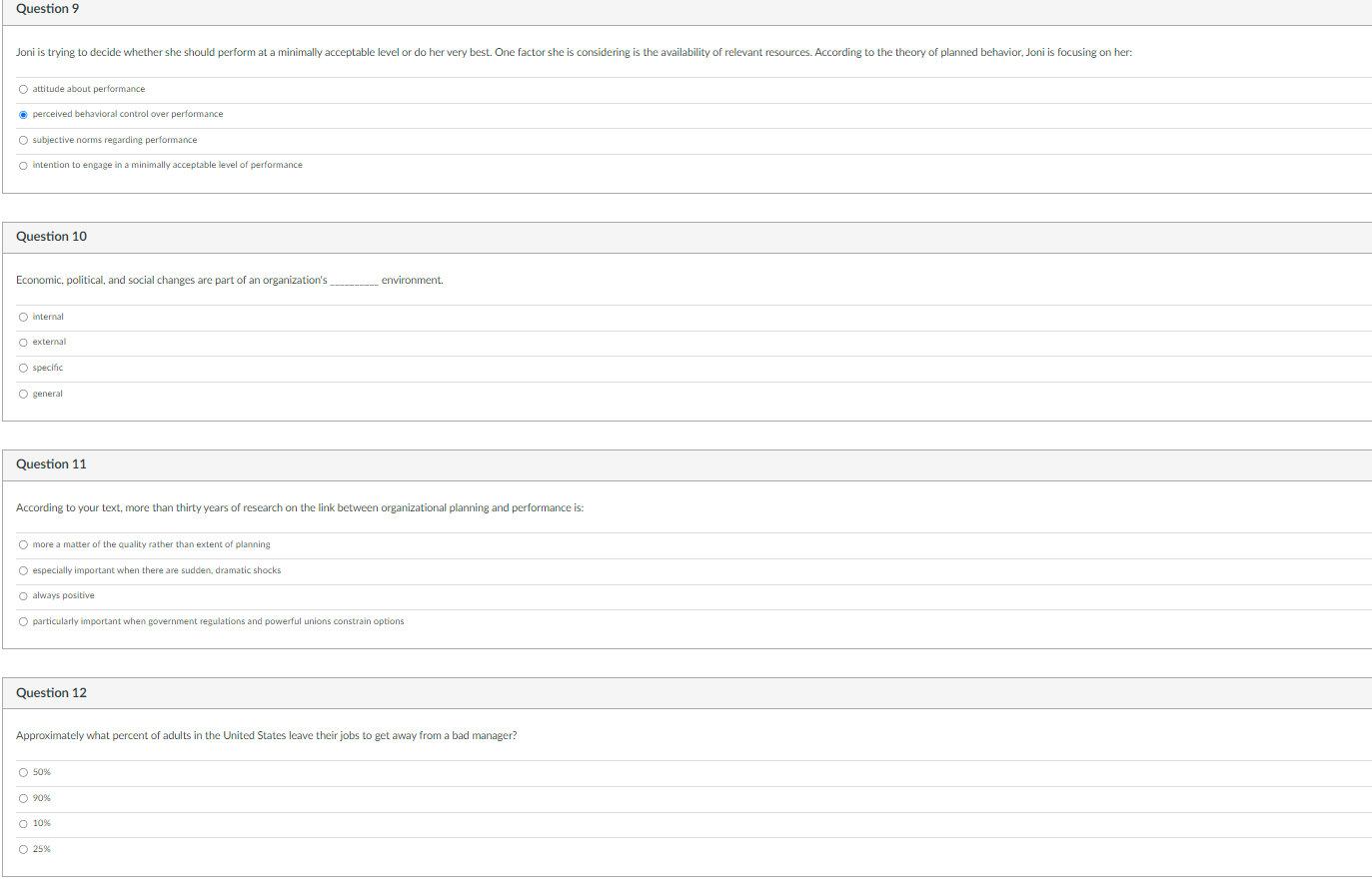  attitude about performance perceived behavioral control over performance subjective norms regarding