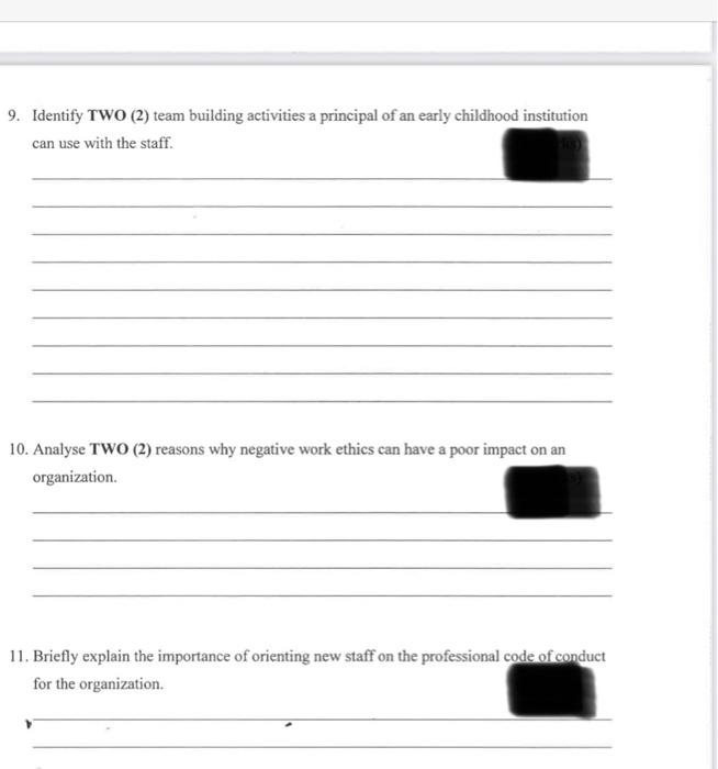 help help help help 9. Identify TWO (2) team building activities a