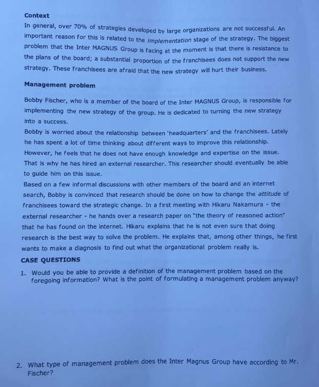 PROBLEM THE INTER MAGNUS GROUP INTRODUCTION MAGNUS is an international retaller offering