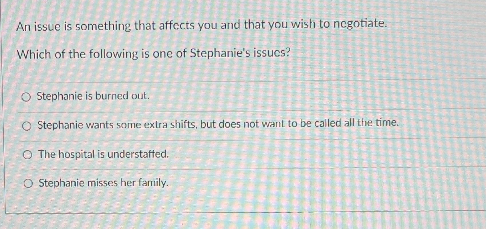  An issue is something that affects you and that you wish