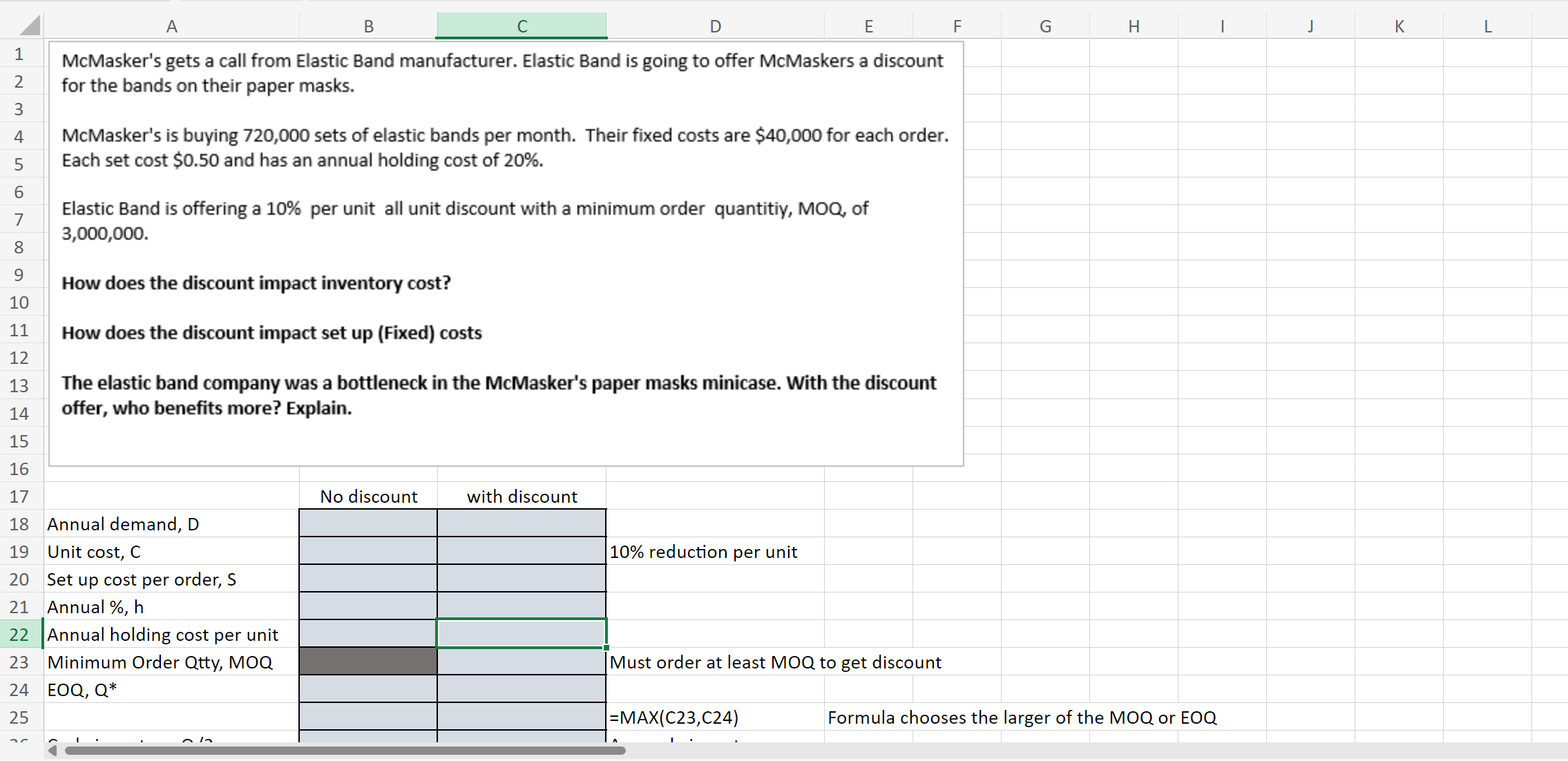  A B C D E for the bands on their paper