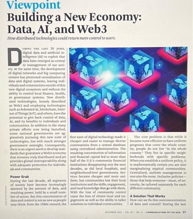 Technology Strategy \& Management: G 1. What is the main point(s) of