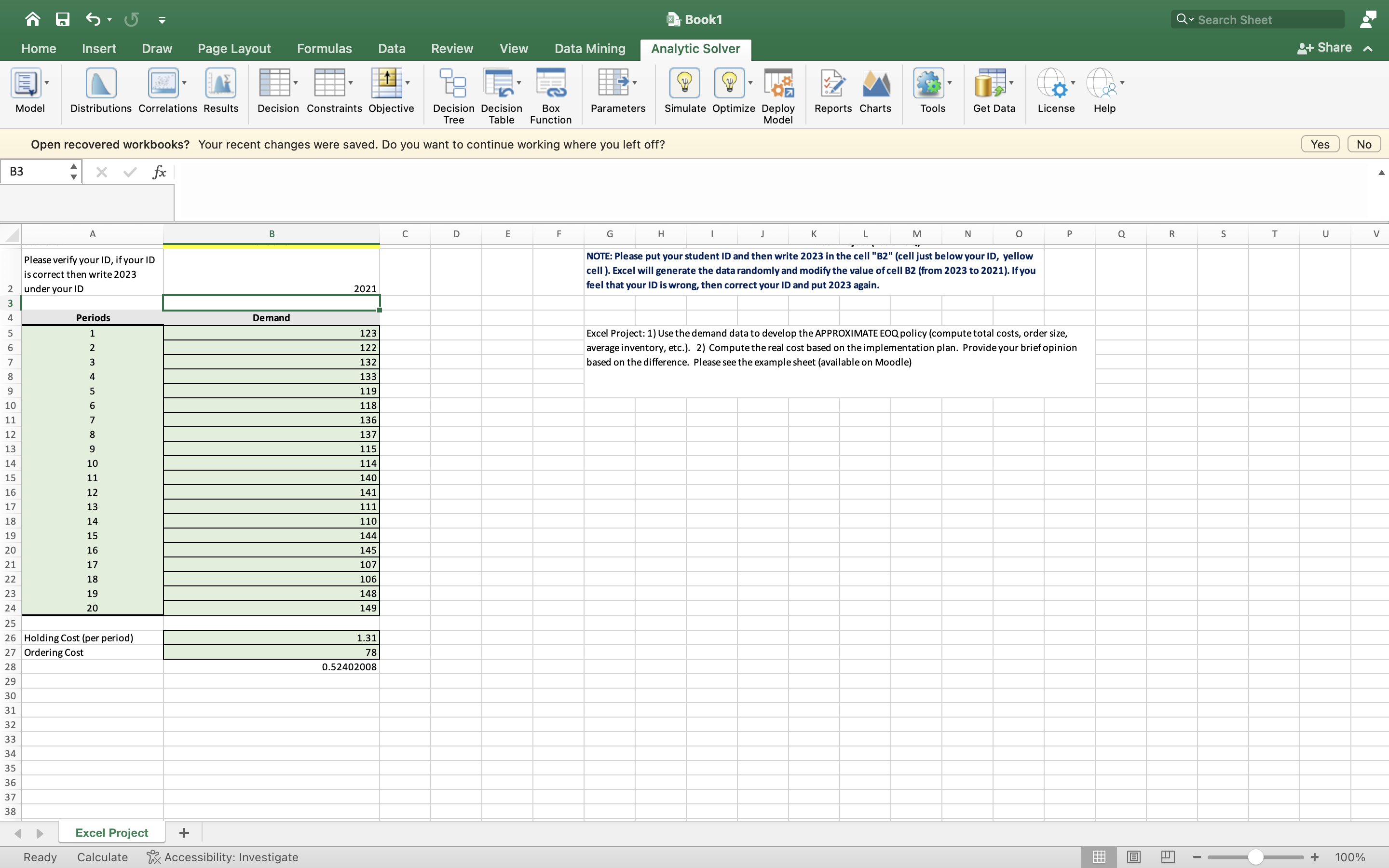 The task is based on Inventory Models. It will provide you with