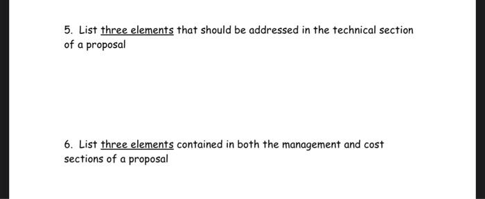 need help 5. List three elements that should be addressed in the