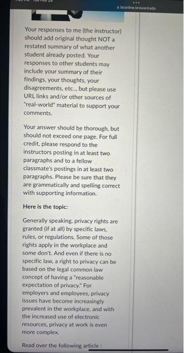  please help asap Your responses to me (the instructor) should add