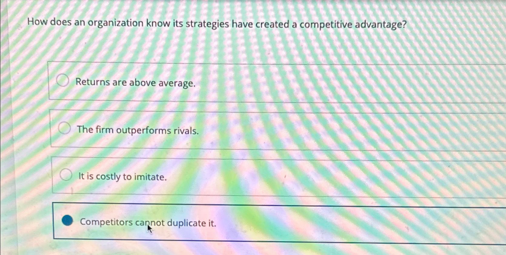  How does an organization know its strategies have created a competitive