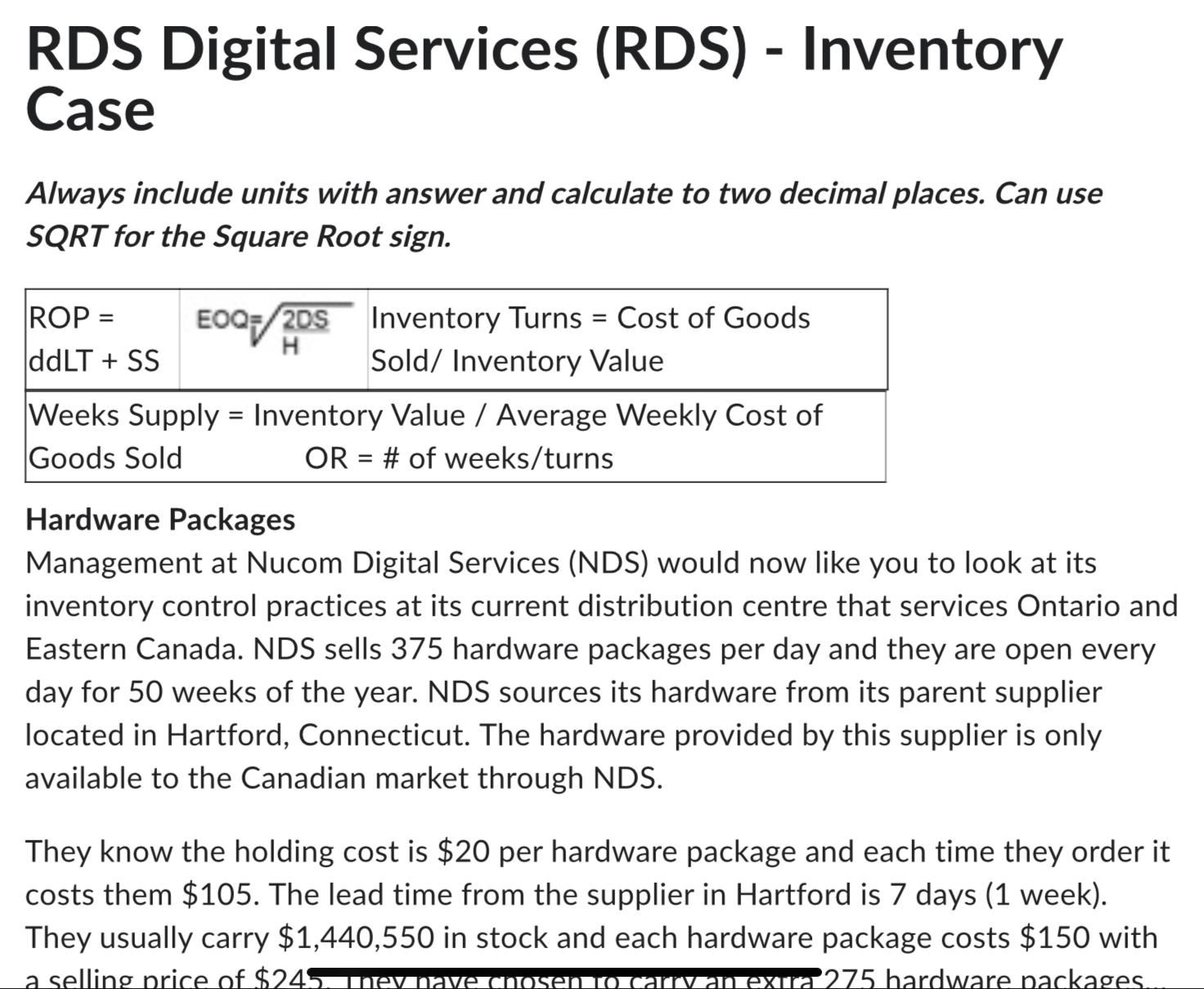  RDS Digital Services (RDS) - Inventory Case Always include units with
