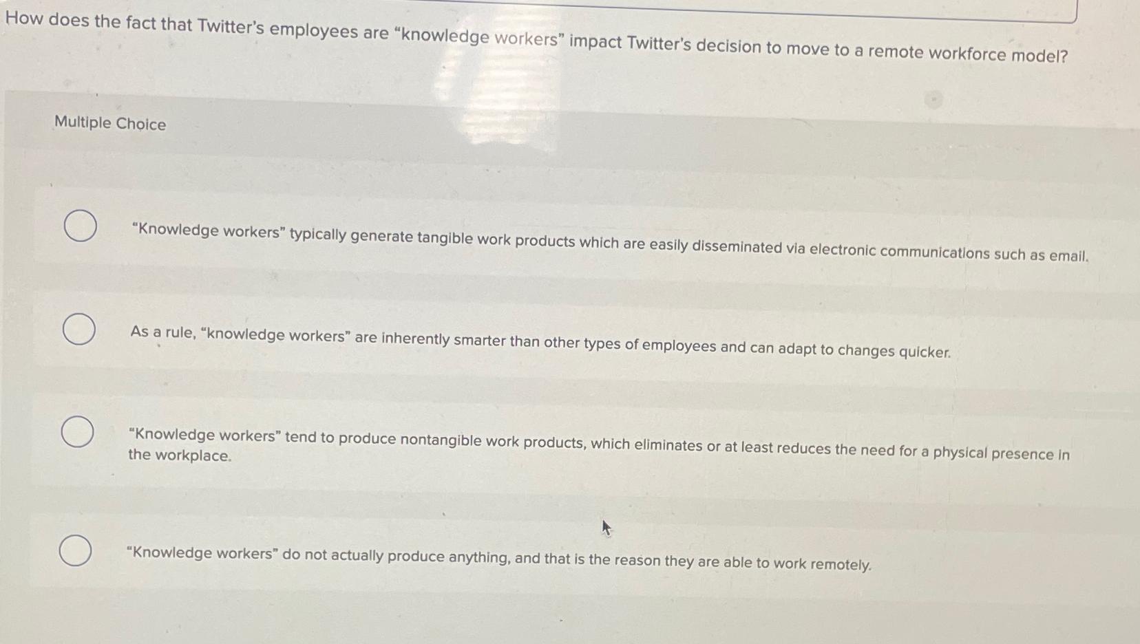  How does the fact that Twitter's employees are "knowledge workers" impact