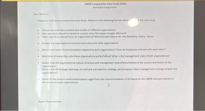  please provide apa and refrence also Due: Wrek 11 Prepare a