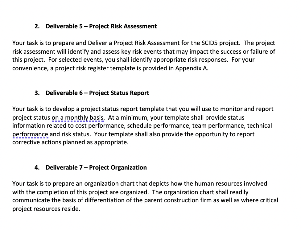 Generation project (SCID5). As project manager you will be responsible for all