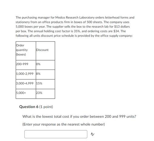 The purchasing manager for Medco Research Laboratory orders letterhead forms and