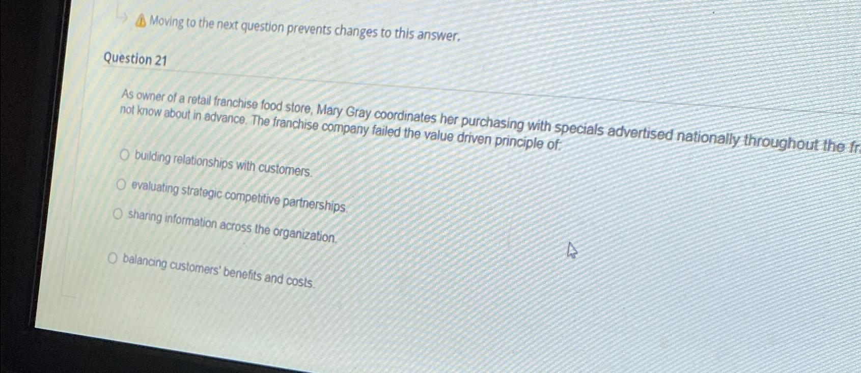  ???? Moving to the next question prevents changes to this answer.