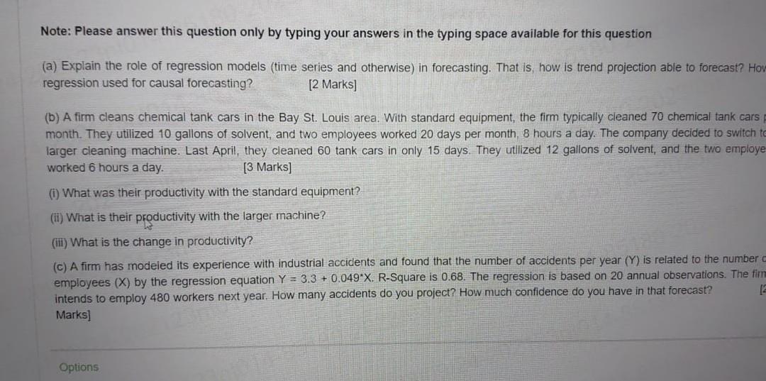  Note: Please answer this question only by typing your answers in