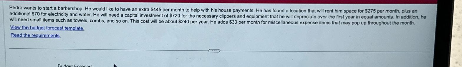  View the budget forecast template. Read the requirements. 