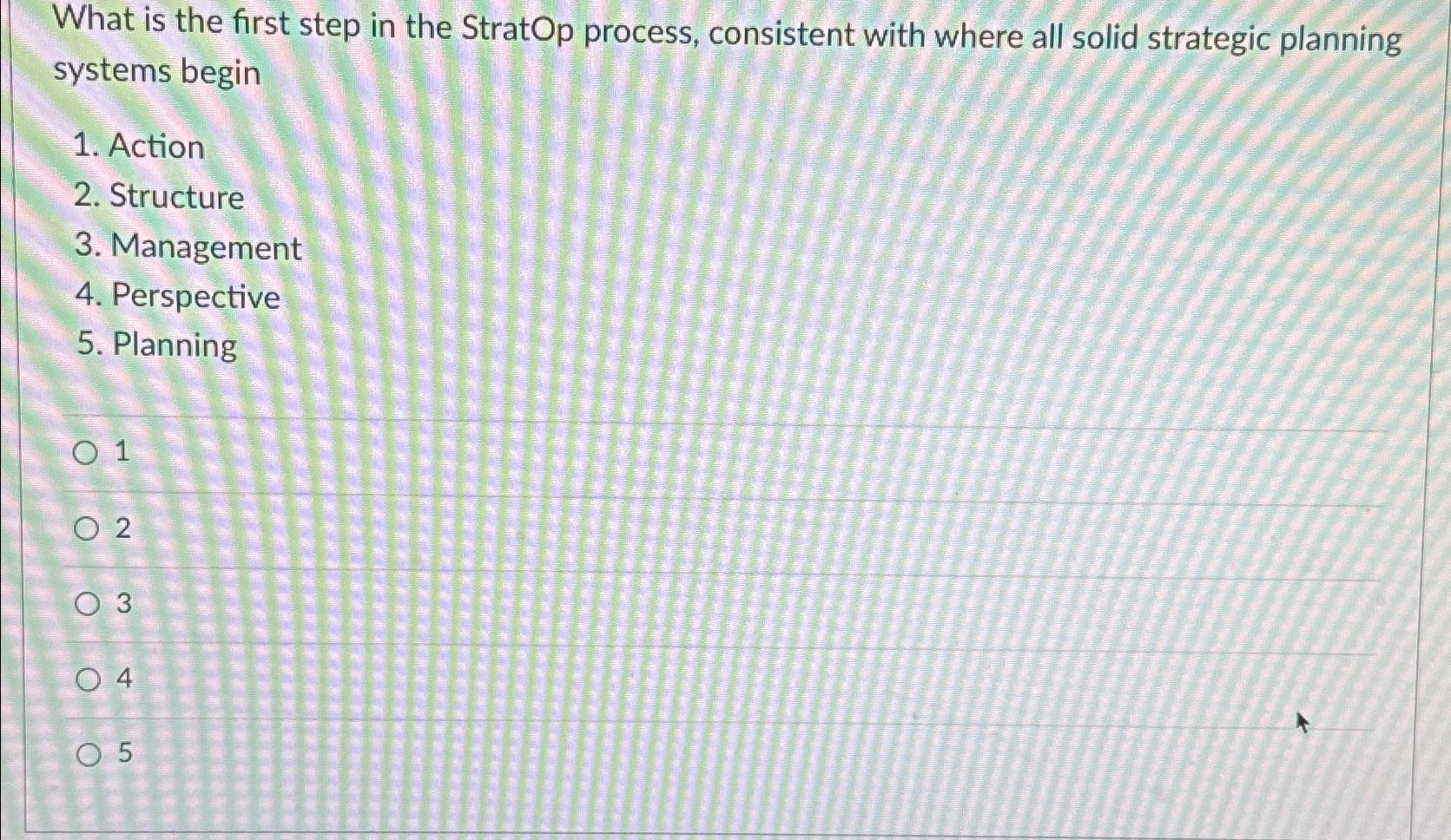  What is the first step in the StratOp process, consistent with