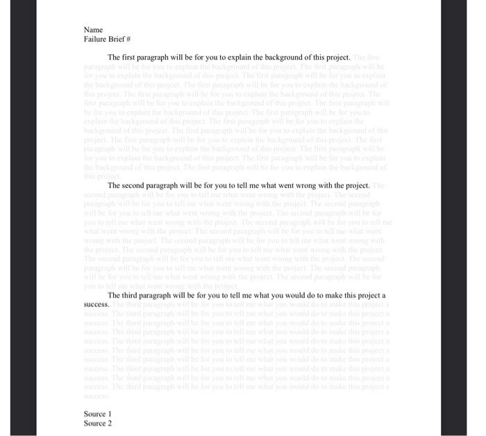 Please find a project that has failed online and answer the 3