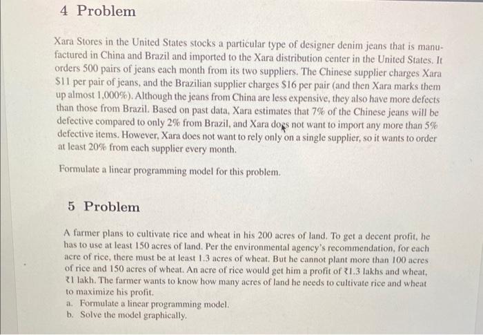  Please formulate a linear programming model for the problem on paper