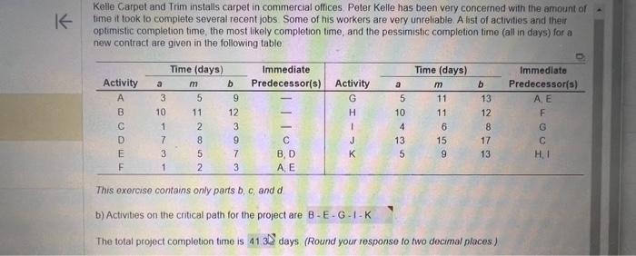  Given part b, answer parts c and d. Make sure to