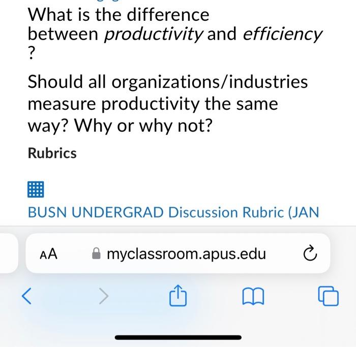  What is the difference between productivity and efficiency ? Should all