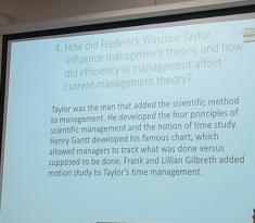  A. How did Here cambet management theory? Tryor was the man