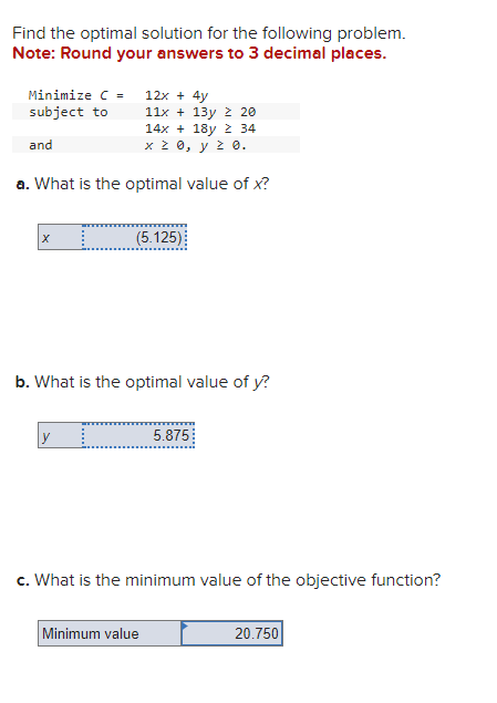 Please only answer if you're 100% certain Find the optimal solution for