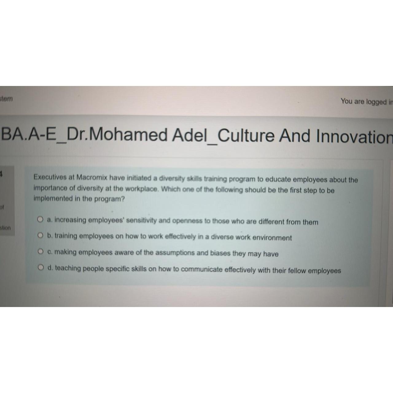  BA.A-E_Dr.Mohamed Adel_Culture And Innovation Executives at Macromix have initiated a diversity
