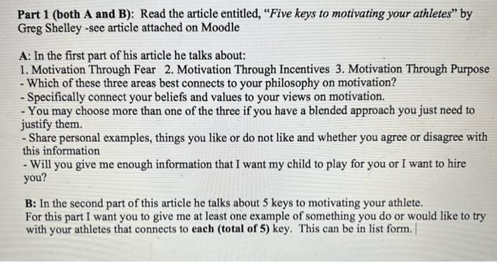 coaching managementread the article than answer questions Part 1 (both A and