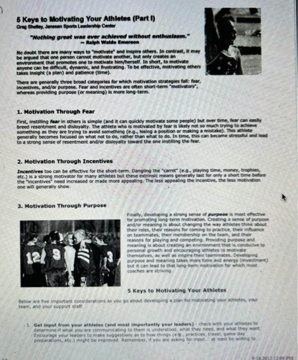 B) Part 1 (both A and B): Read the article entitled, "Five