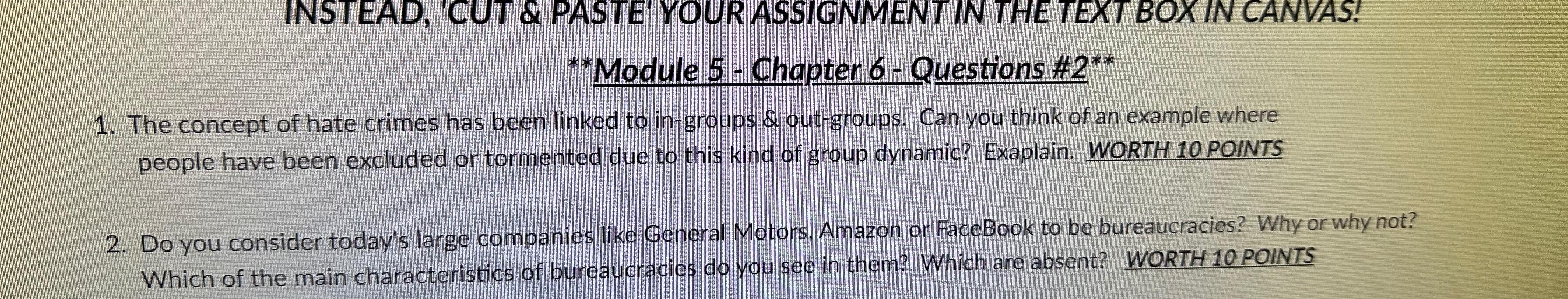  INSTEAD, 'CUT & PASTE' YOUR ASSIGNMENT IN THE TEXT BOXIN CANVAS!