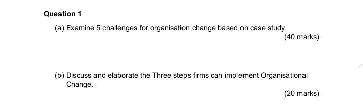 Approximately 2000 words and in essay format Question 1 (a) Examine 5