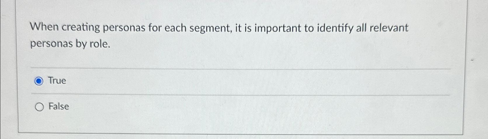  When creating personas for each segment, it is important to identify