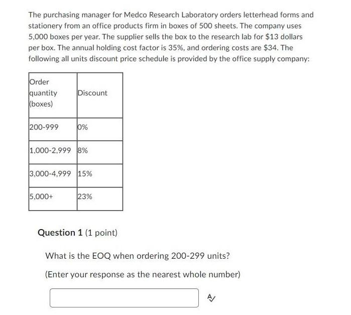  The purchasing manager for Medco Research Laboratory orders letterhead forms and