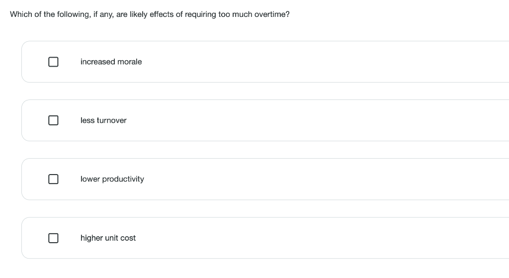  increase / decrease Which of the following, if any, are likely