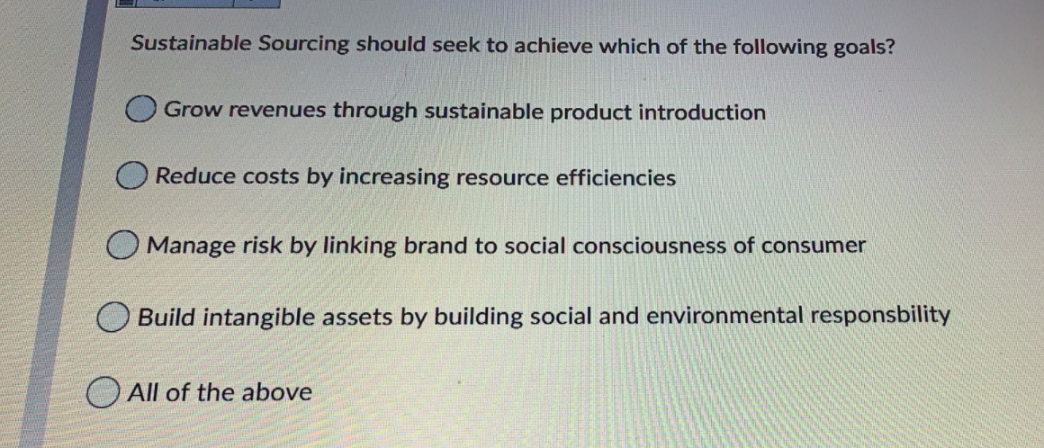 have finals. The drivers of strategic sourcing include which of the following
