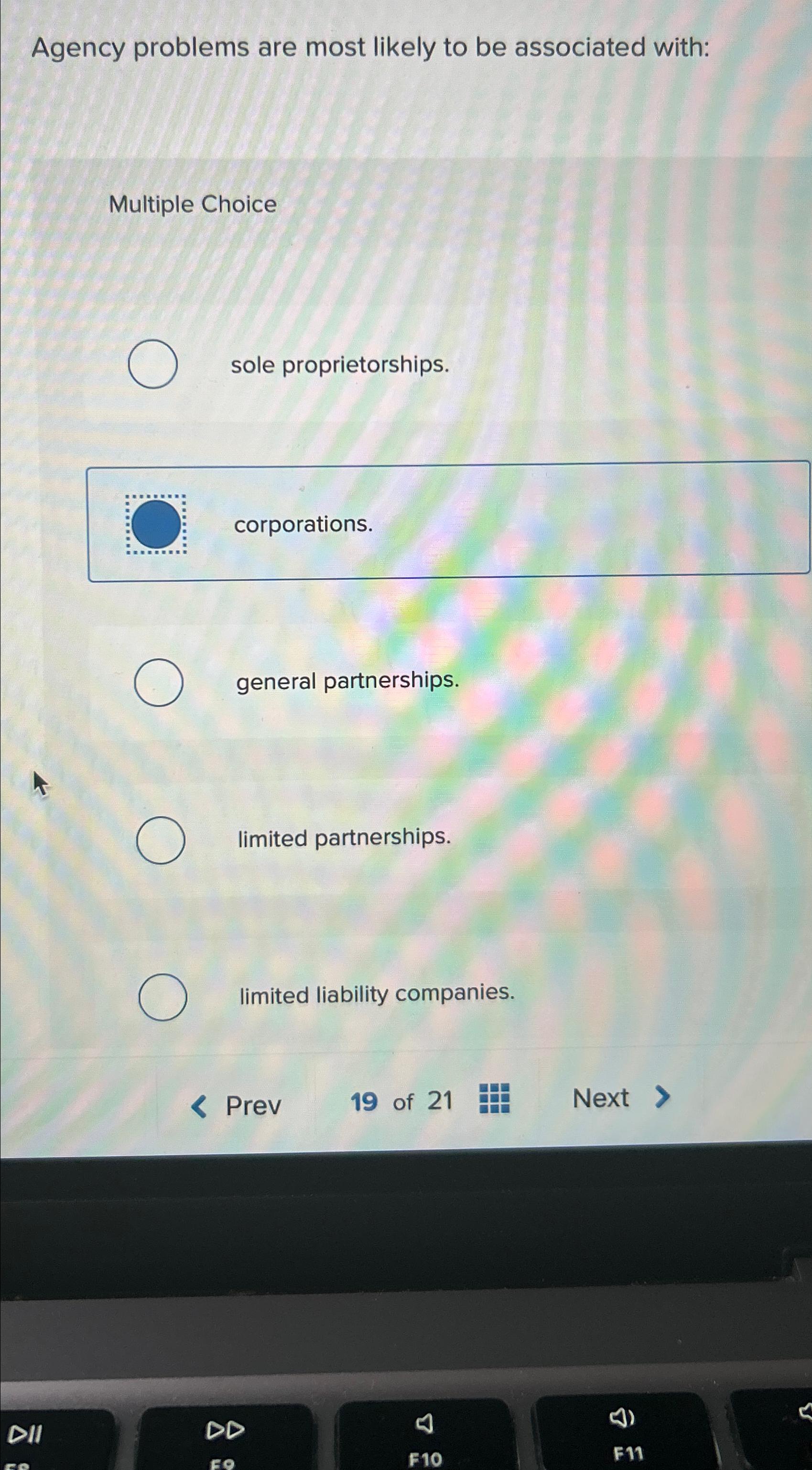  Agency problems are most likely to be associated with: Multiple Choice